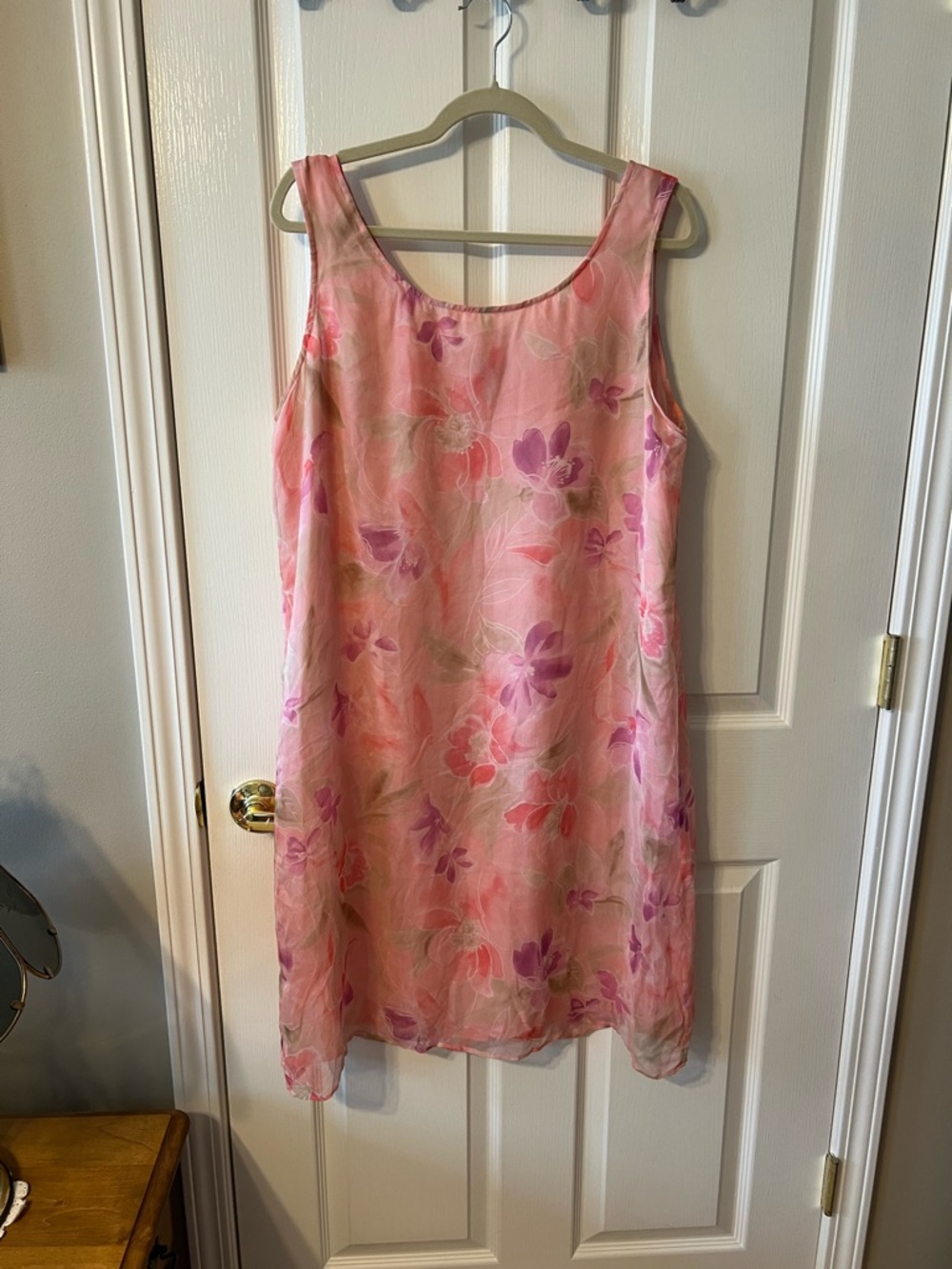 100% Silk Pink Floral Dress